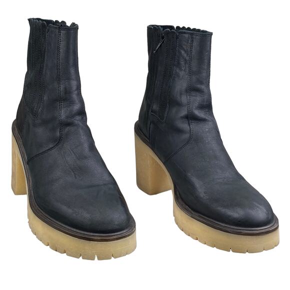 Free People Women's James Black Leather Chelsea Boots Size 39 US 9 - Picture 5 of 15